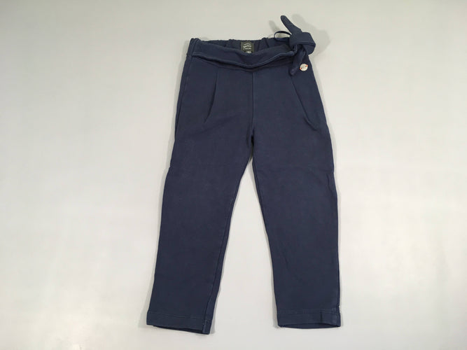 Pantalon molleton bleu marine noeud, moins cher chez Petit Kiwi