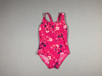 Maillot Nabaiji 1 pc rose fleurs / noeud dans le dos ( sans étiquette- taille estimée)