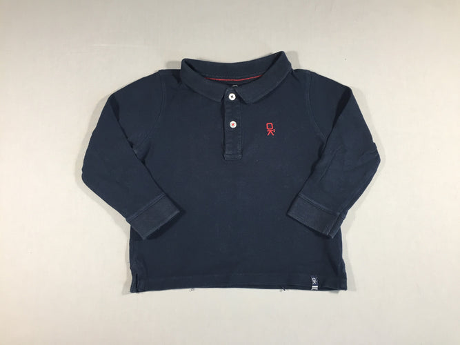 Polo m.l coton piqué bleu marine, moins cher chez Petit Kiwi