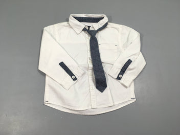 Chemise m.l blanche cravate