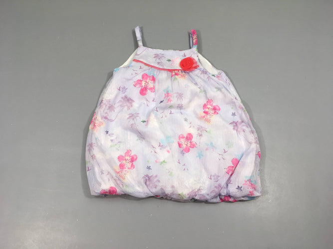 Robe boule fines bretelles voile lavande fleurs, moins cher chez Petit Kiwi