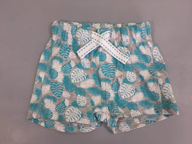 Short jersey gris feuillage turquoise/blanc, moins cher chez Petit Kiwi