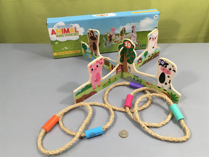 Jeu d'anneaux à lancer animaux en bois, 3+, moins cher chez Petit Kiwi