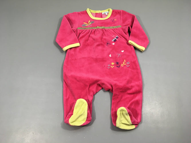 Pyjama velours rose libellule, moins cher chez Petit Kiwi