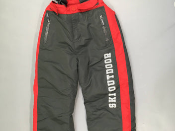 Pantalon de ski gris foncé/rouge outdoor, à bretelles