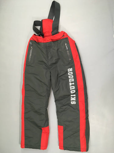 Pantalon de ski gris foncé/rouge outdoor, à bretelles, moins cher chez Petit Kiwi