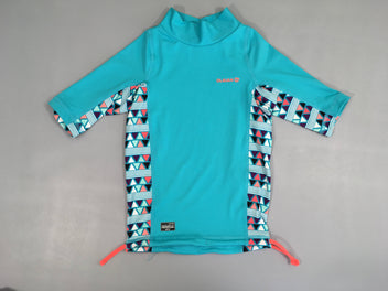 T-shirt anti-uv turquoise traingles Olaian