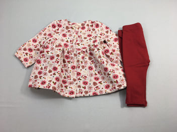 Robe m.l molleton rose fleurs + Legging épais