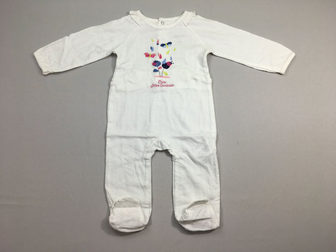 Pyjama jersey texturé blanc papillons, moins cher chez Petit Kiwi