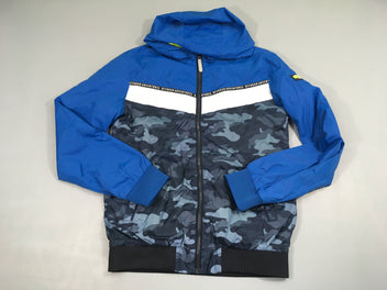 Veste légère zippée bleu camouflage/blanc à capuche