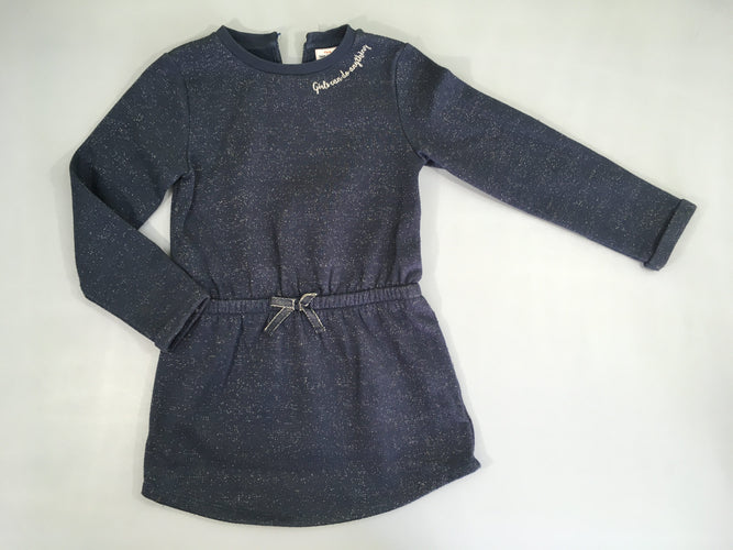 Robe sweat m.l bleu foncé fil irisé girls, légèrement bouloché, moins cher chez Petit Kiwi