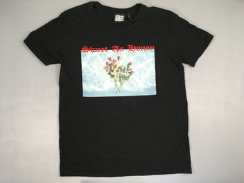 T-shirt m.c noir Cadre roses S