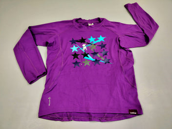 T-shirt m.l de ski mauve. Motifs chien et étoiles