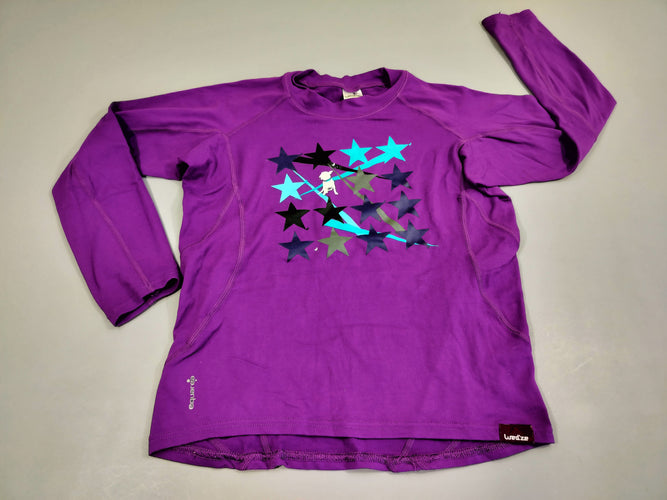 T-shirt m.l de ski mauve. Motifs chien et étoiles, moins cher chez Petit Kiwi