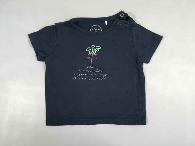 T-shirt m.c bleu marine fleurs, moins cher chez Petit Kiwi