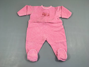 Pyjama velours/éponge rose chiné bébés