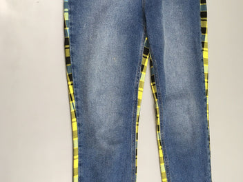 Pantalon face jean/dos à carreaux jaune-bleu Reclaimed Vintage 34