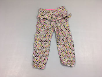 Pantalon fluide rose motifs