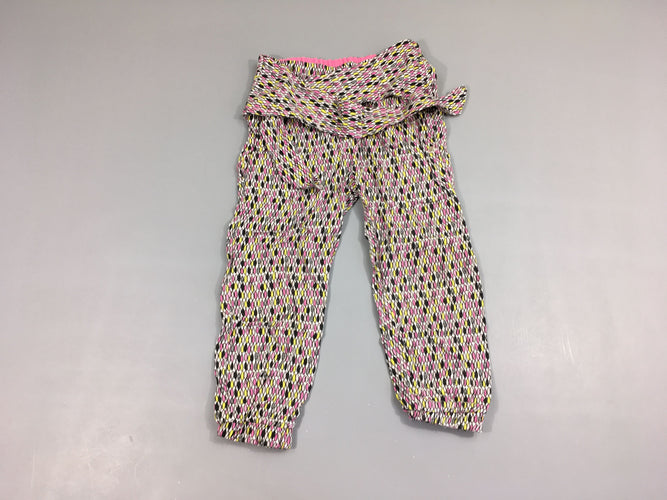 Pantalon fluide rose motifs, moins cher chez Petit Kiwi