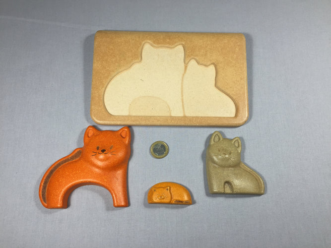 Mon premier puzzle en bois - chats - Pan toys +12m, moins cher chez Petit Kiwi