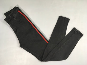 Jeans noir skinny bandes lat.rouges XS-34
