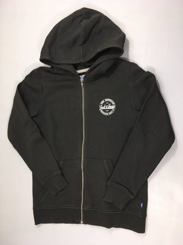 Sweat zippé à capuche noir jack&jones, légèrement bouloché, moins cher chez Petit Kiwi