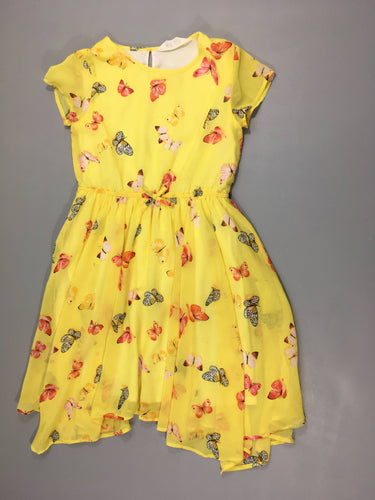 Robe m.c voile jaune papillons-Petites taches arrière, moins cher chez Petit Kiwi