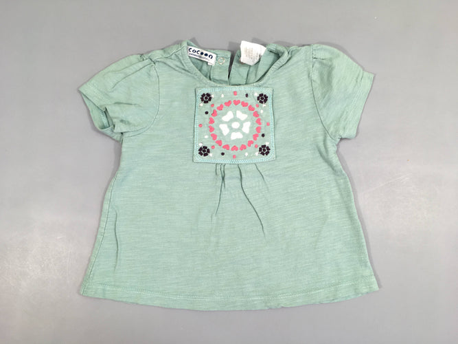 Blouse m.c bleue broderies, moins cher chez Petit Kiwi