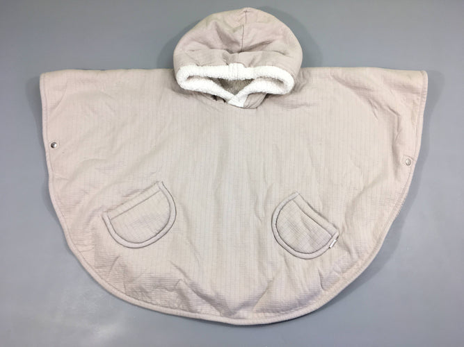 Poncho de voyage à capuche beige doublé mouton, moins cher chez Petit Kiwi