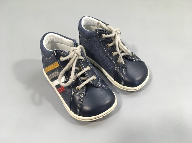 Chaussures bleu foncé traits jaune/rouge/gris à lacets, 18, moins cher chez Petit Kiwi