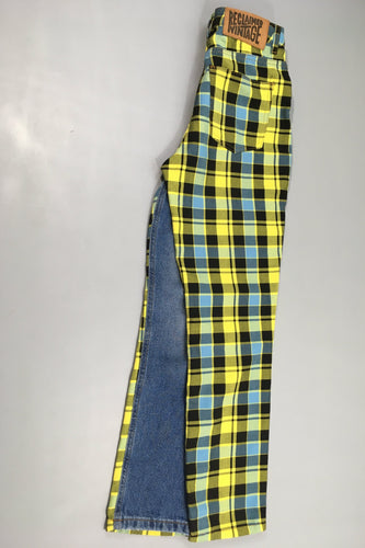 Pantalon face jean/dos à carreaux jaune-bleu Reclaimed Vintage 34, moins cher chez Petit Kiwi