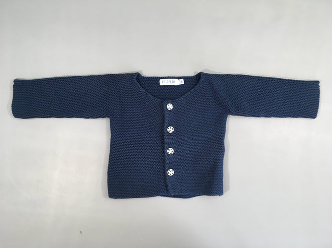 Gilet mailles bleu marine, moins cher chez Petit Kiwi