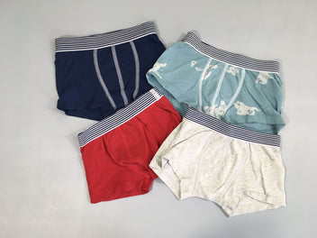 4 boxers bleu/gris chiné/rouge