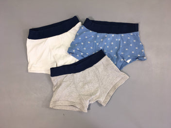 3 boxers bleu/blanc/gris chiné