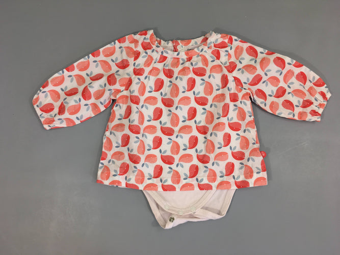 Blouse ml blanc poissons body intégré, moins cher chez Petit Kiwi