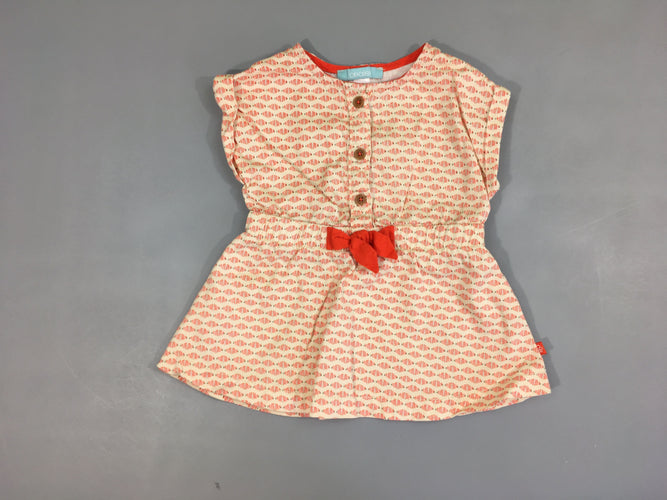 Robe s.m blanche motifs rouges, moins cher chez Petit Kiwi