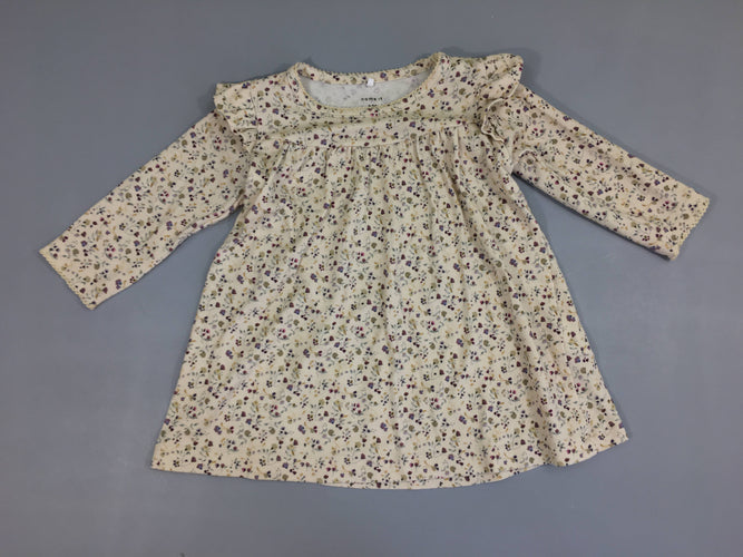 Robe m.l jersey beige fleurs, moins cher chez Petit Kiwi