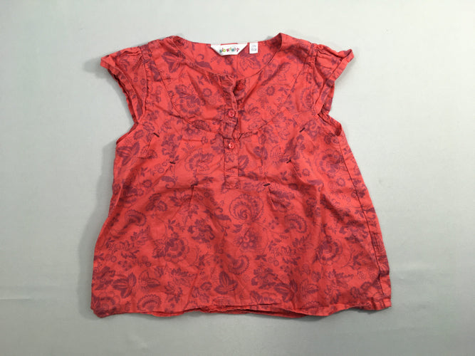 Blouse m.c corail feuillage, moins cher chez Petit Kiwi