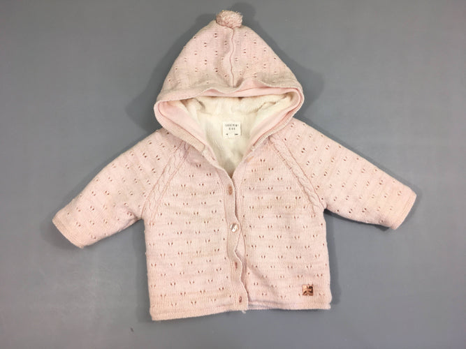 Gilet à capuche rose doublé velours, moins cher chez Petit Kiwi