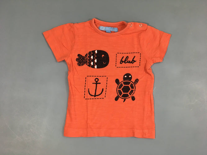 T-shirt m.c orange flammé poisson, moins cher chez Petit Kiwi