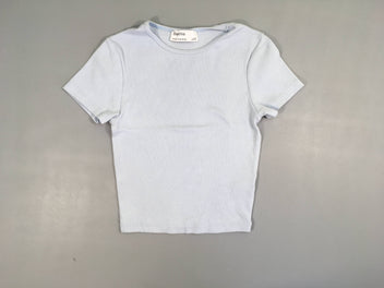 T-shirt m.c cropped bleu clair finement côtelé XS