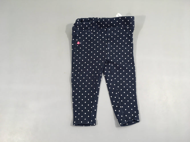 Pantalon molleton bleu marine pois blancs, moins cher chez Petit Kiwi