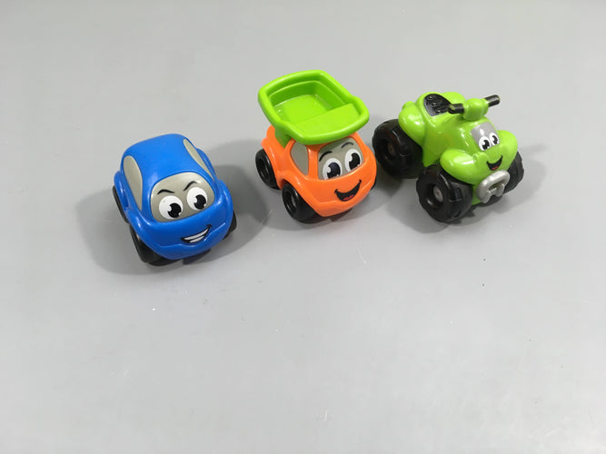 Lot de 3 véhicules plastique voiture/camion/quad, moins cher chez Petit Kiwi