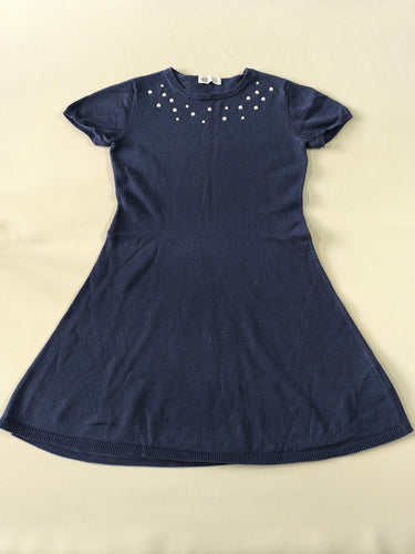 Robe m.c fines mailles bleu marine perles, moins cher chez Petit Kiwi