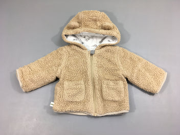 Gilet à capuche Teddy beige