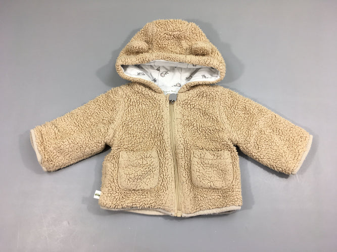 Gilet à capuche Teddy beige, moins cher chez Petit Kiwi