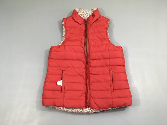 Bodywarmer en duvet s.m réversible (doublure de veste) rouge/fleurs, moins cher chez Petit Kiwi