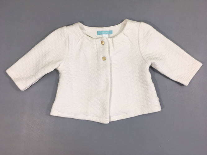 Gilet molleton blanc texturé, moins cher chez Petit Kiwi