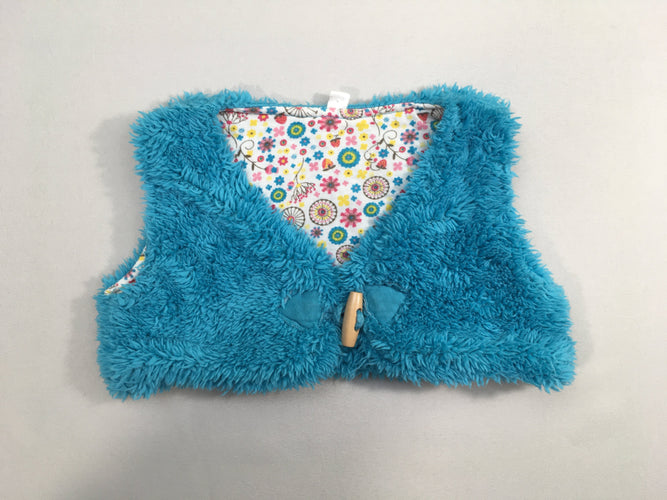 Gilet s.m peluche turquoise, moins cher chez Petit Kiwi