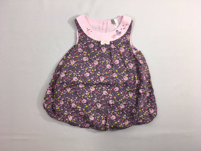 Robe boule s.m mauve oiseaux fleurs, moins cher chez Petit Kiwi